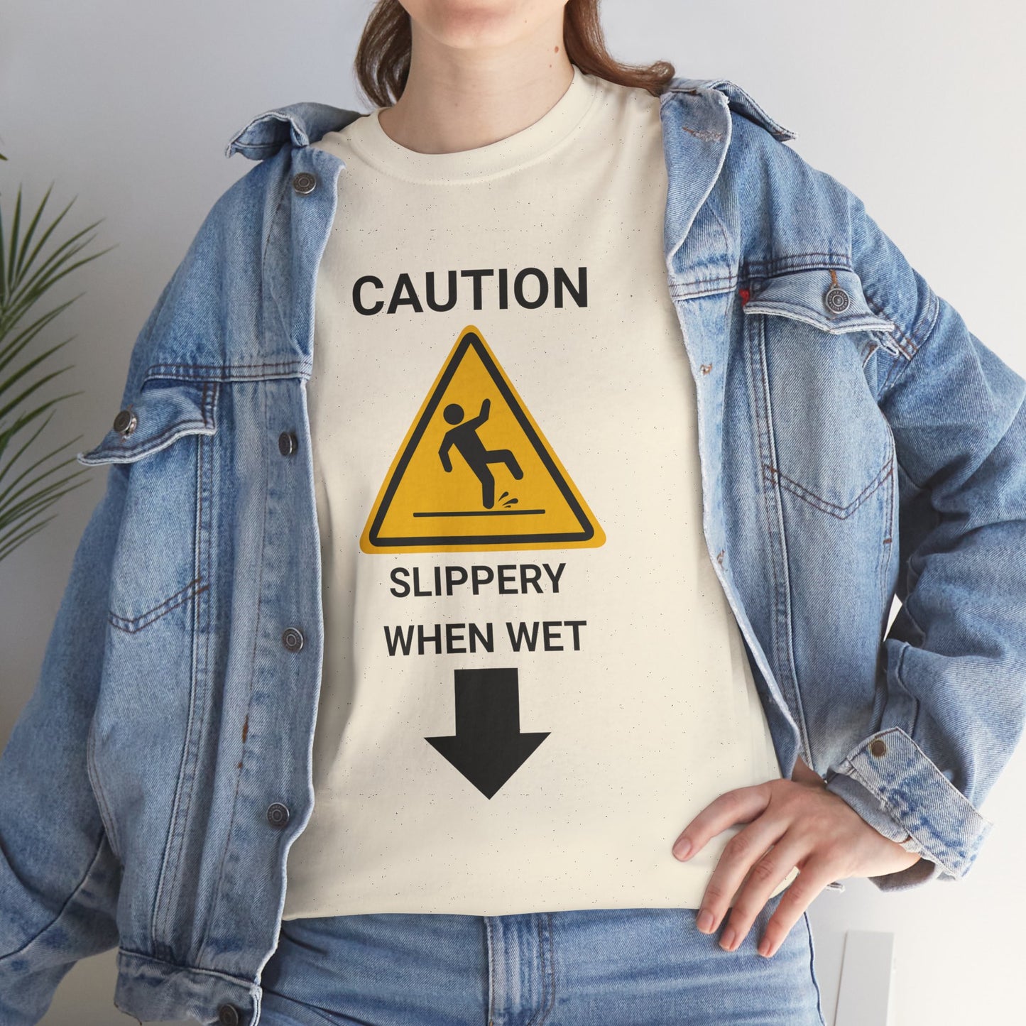 "SLIPPERY WHEN WET" - Unwearablez 'Caution' meme Collection Unisex tee