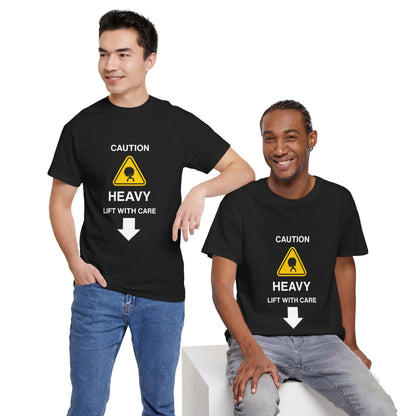 "LIFT WITH CARE" - Unwearablez 'Caution' meme Collection Unisex tee - US EDITION