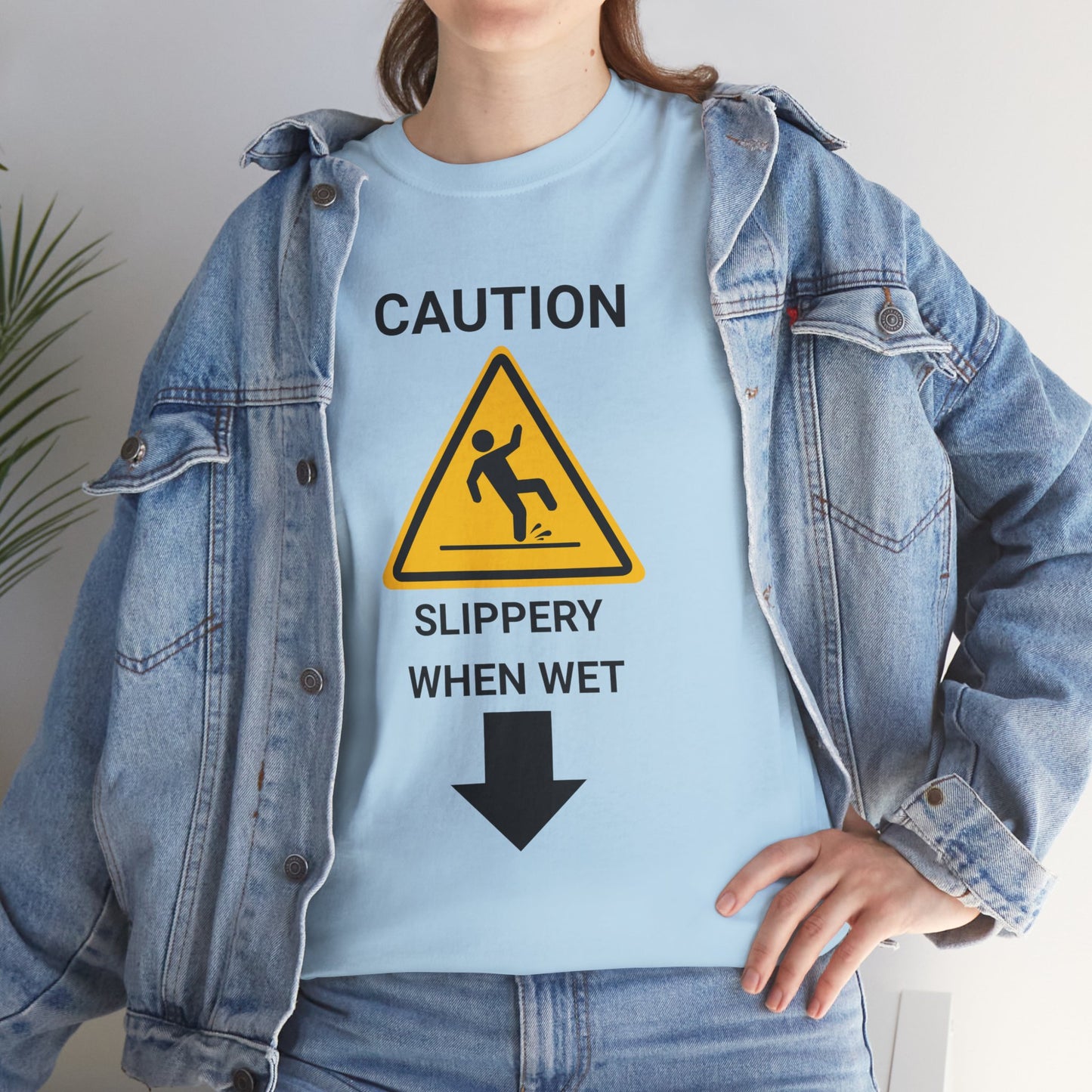 "SLIPPERY WHEN WET" - Unwearablez 'Caution' meme Collection Unisex tee