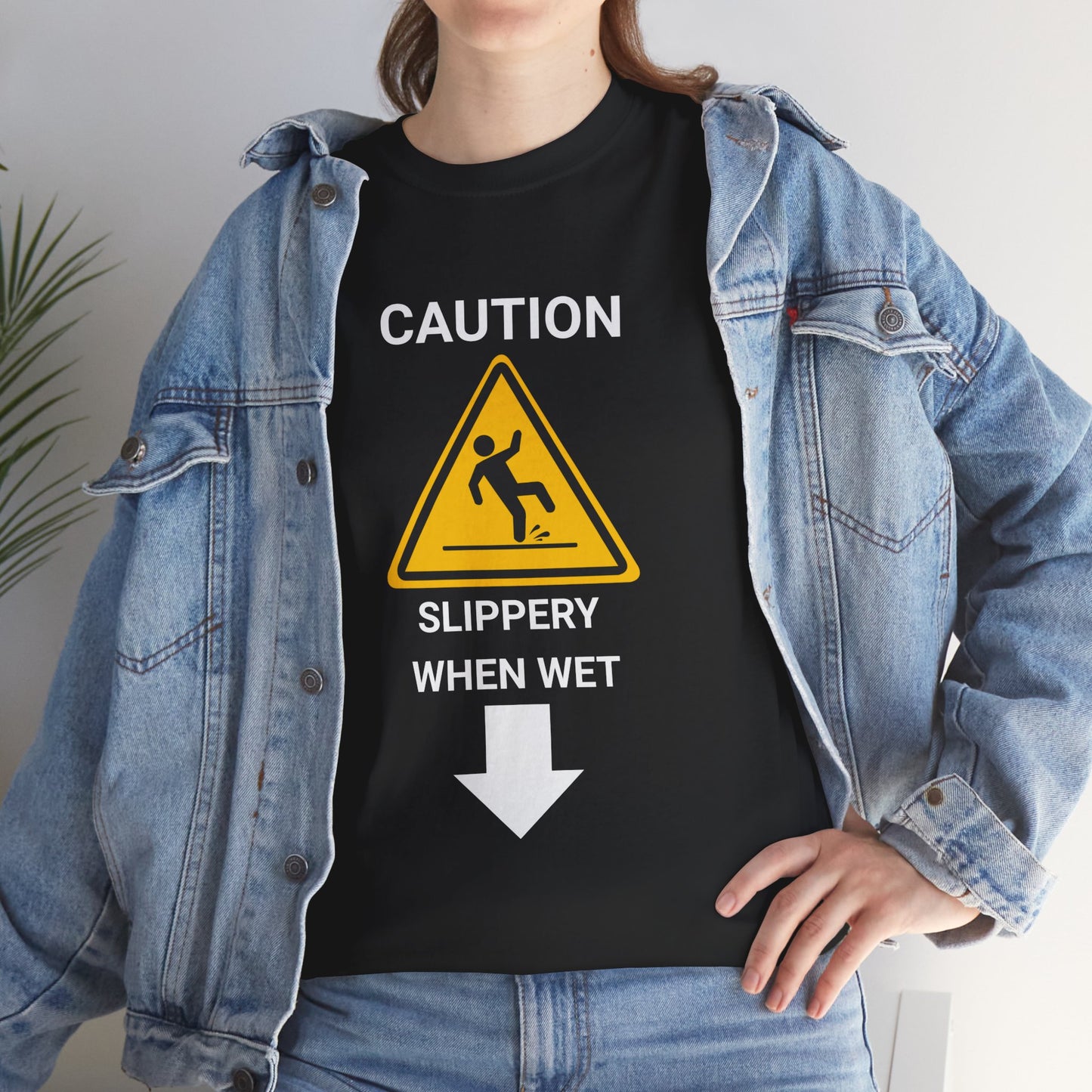 "SLIPPERY WHEN WET" - Unwearablez 'Caution' meme Collection Unisex tee