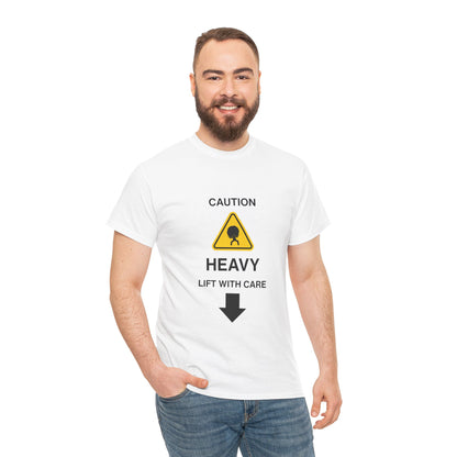 "LIFT WITH CARE" - Unwearablez 'Caution' meme Collection Unisex tee - US EDITION