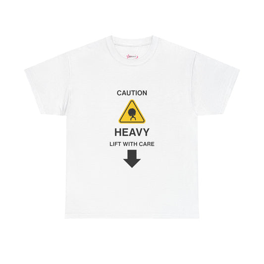 "LIFT WITH CARE" - Unwearablez 'Caution' meme Collection Unisex tee - US EDITION