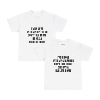 'GF/BF HAS A NUCLEAR BOMB' - Unwearablez couple's bundle - WHITE