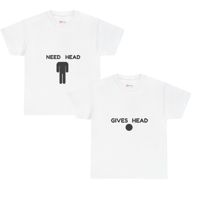 'NEED/GIVES HEAD (V2)' - Unwearablez couple's bundle - WHITE