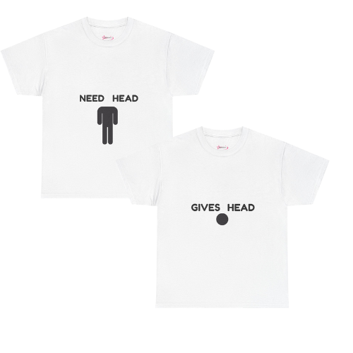 'NEED/GIVES HEAD (V2)' - Unwearablez couple's bundle - WHITE