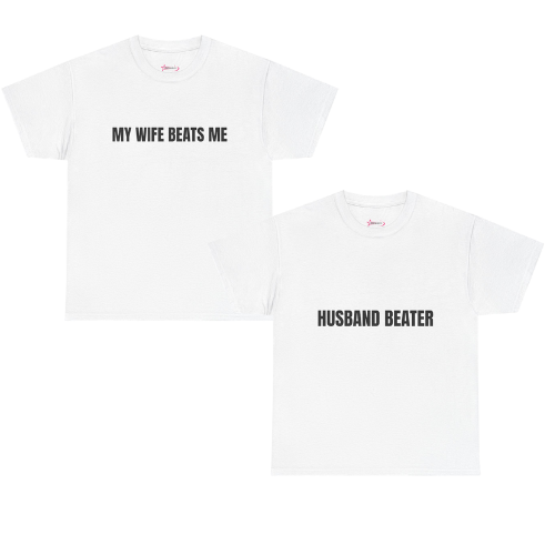 'Husband Beater' - Unwearablez couple's bundle - White