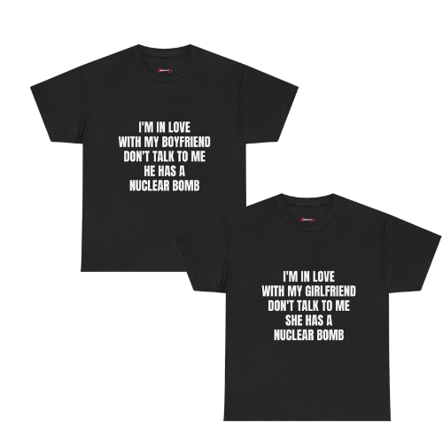 'GF/BF HAS A NUCLEAR BOMB' - Unwearablez couple's bundle - BLACK