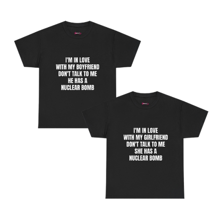 'GF/BF HAS A NUCLEAR BOMB' - Unwearablez couple's bundle - BLACK
