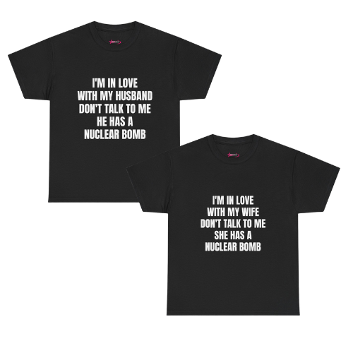 'HUSBAND/WIFE HAS A NUCLEAR BOMB' - Unwearablez couple's bundle - BLACK