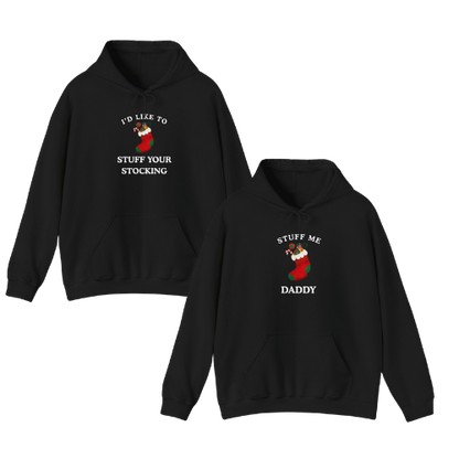 'STOCKING' - Unwearablez 'Xmas' Collection 2 in 1 Couple's Hoodie Bundle in BLACK - US Edition.