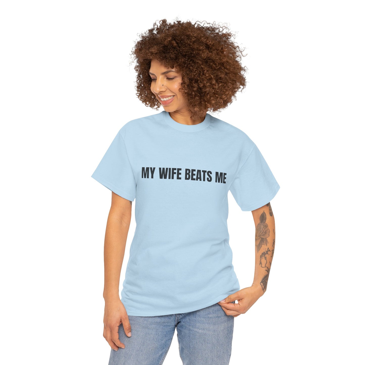 "My wife beats me" - Unwearablez 'Domestic' meme Collection Unisex tee