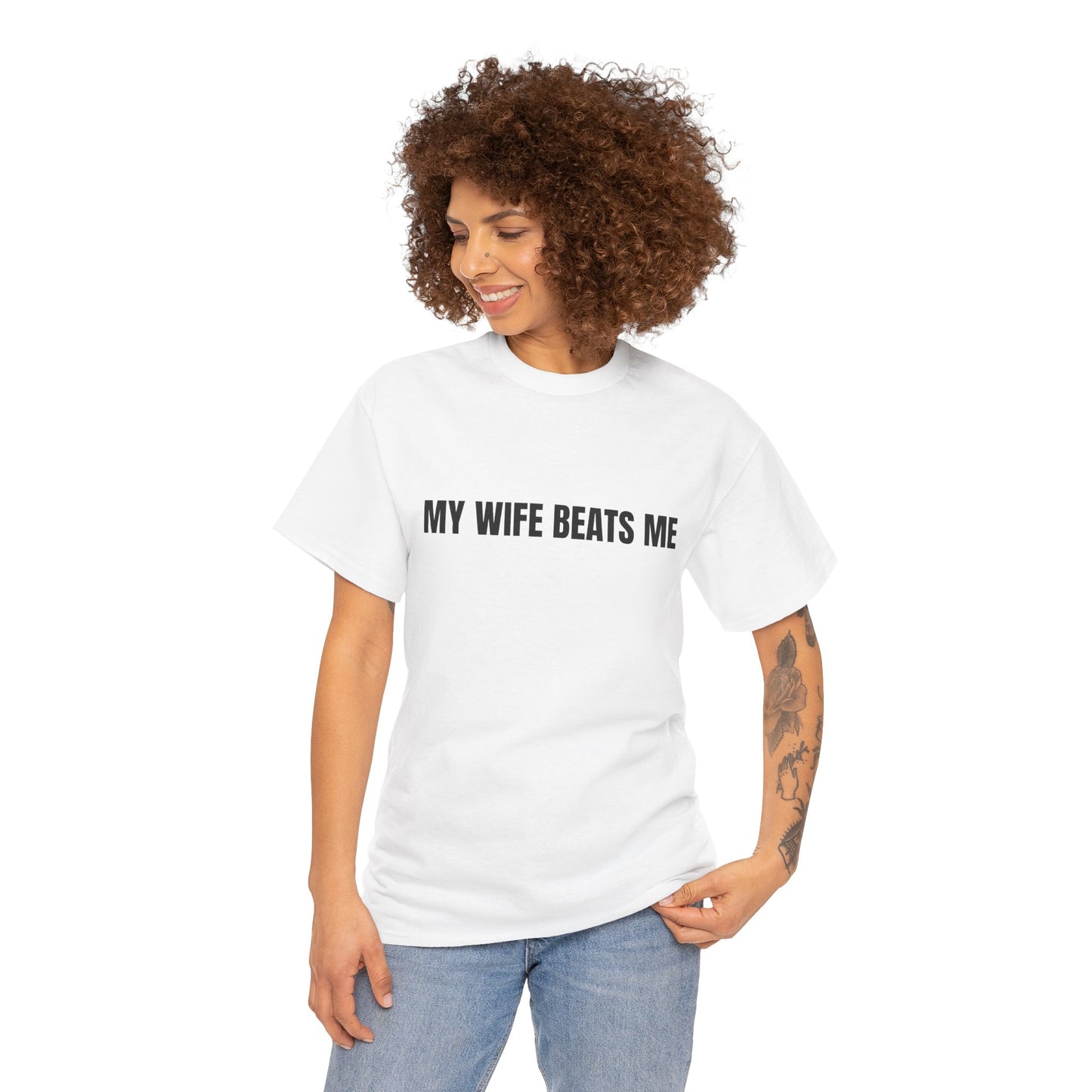 "My wife beats me" - Unwearablez 'Domestic' meme Collection Unisex tee