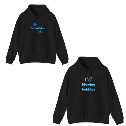 "Blowing Bubbles" - Unwearablez 'Blowing Bubbles' Collection 2 in 1 Couple's Hoodie Bundle in BLACK - US Edition