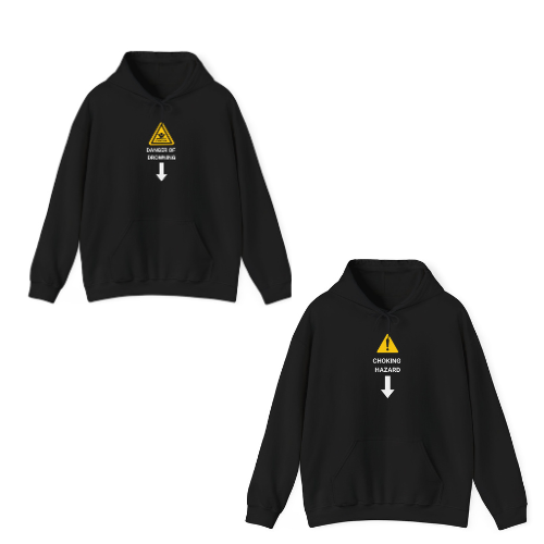 'CAUTION' - Unwearablez 'CAUTION' Collection 2 in 1 Couple's Hoodie Bundle in BLACK - US Edition.